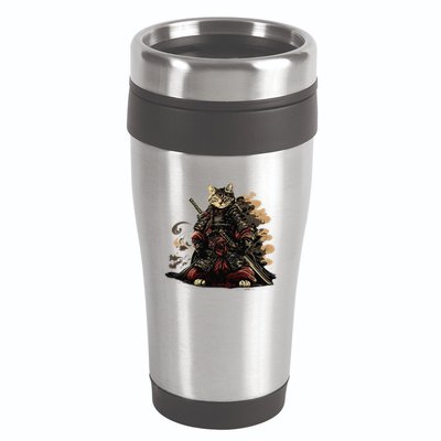 Samurai Cat Japanese Graphic Art Anime Warrior Cat Lover 16oz Travel Tumbler