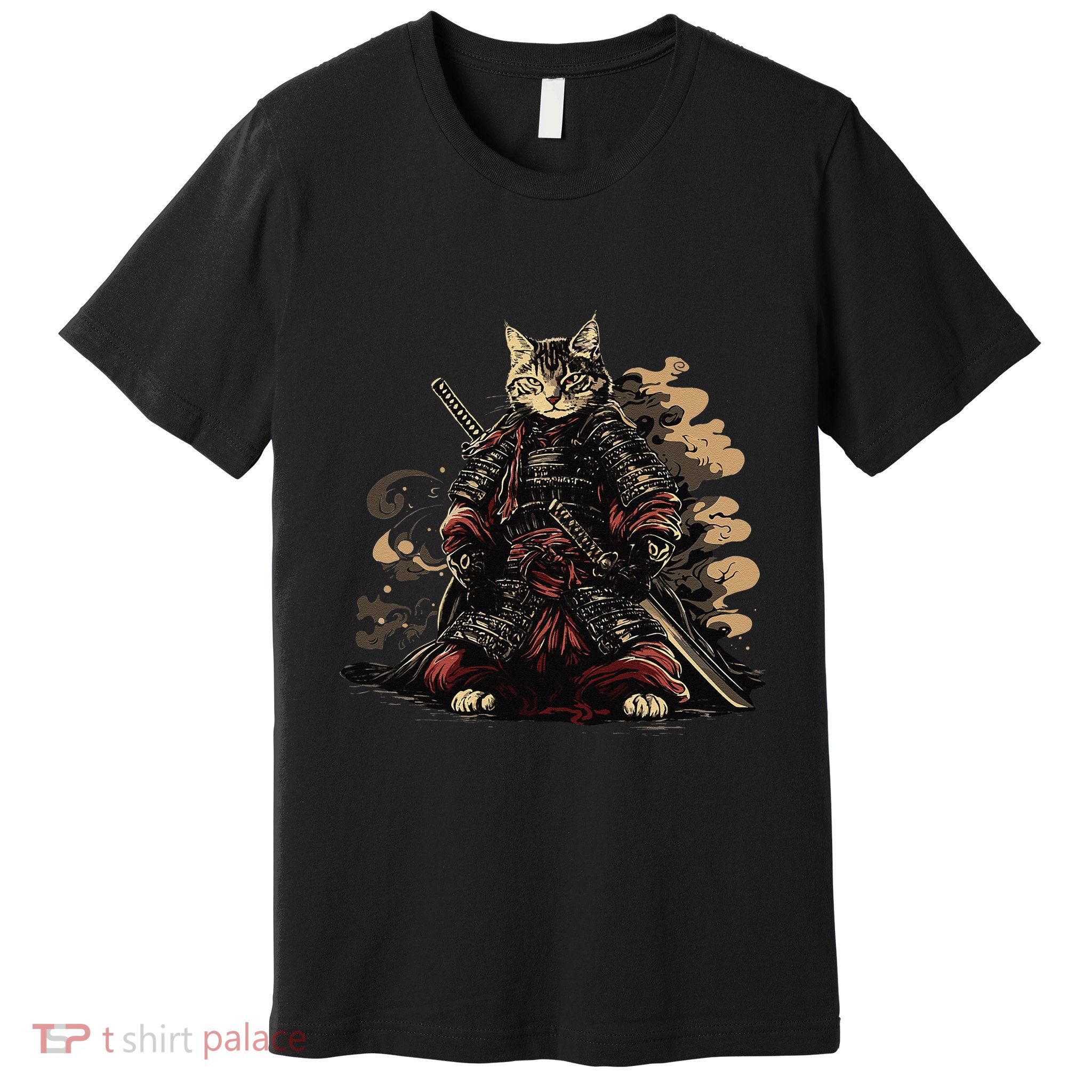 Samurai Cat Japanese Graphic Art Anime Warrior Cat Lover Premium T-Shirt