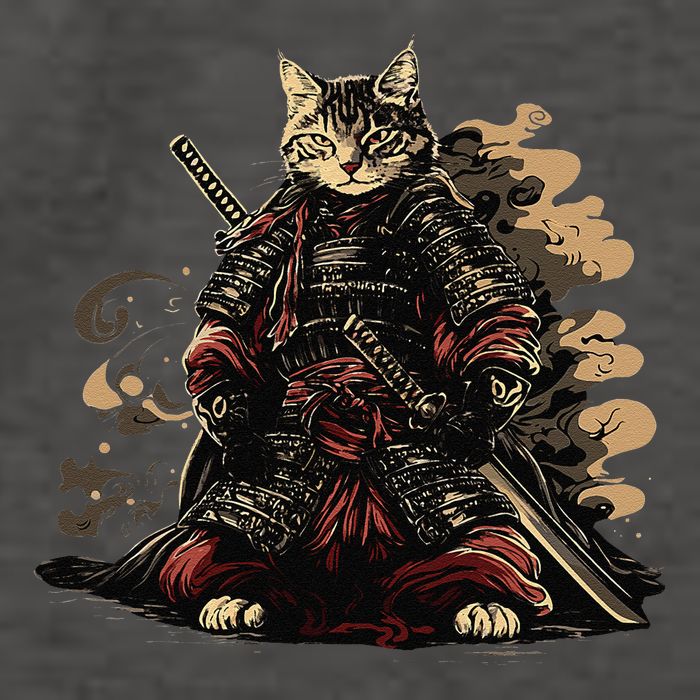 Samurai Cat Japanese Graphic Art Anime Warrior Cat Lover Vector Backpack