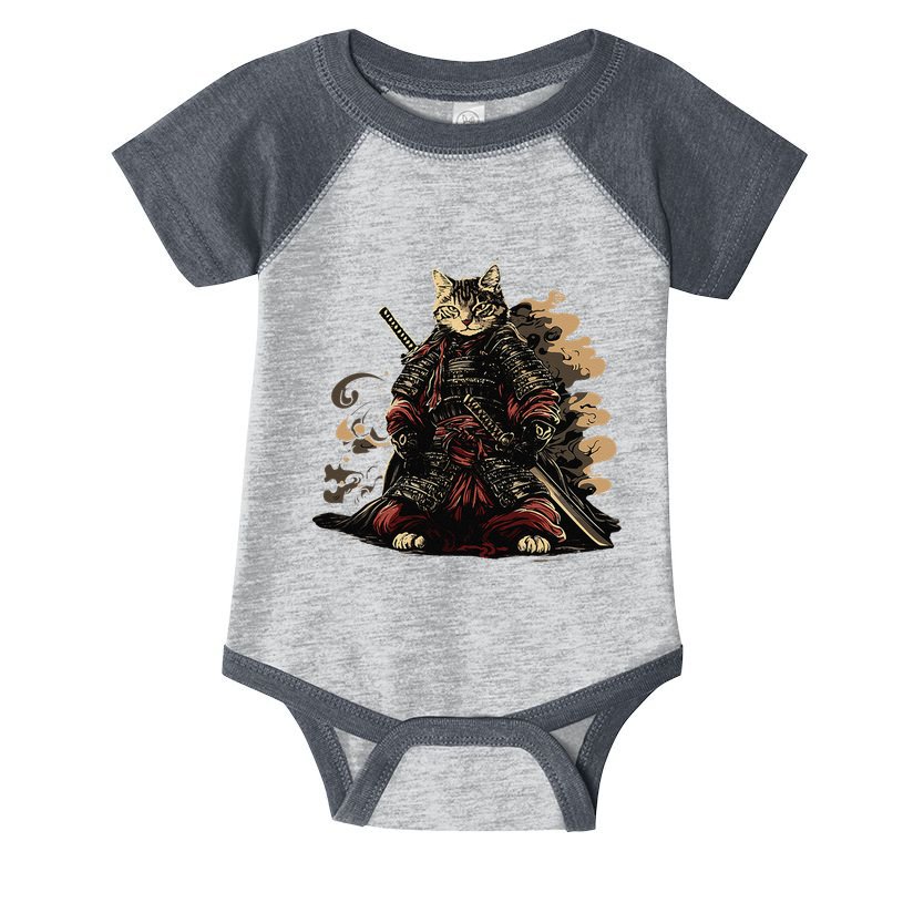 Samurai Cat Japanese Graphic Art Anime Warrior Cat Lover Infant Baby Jersey Bodysuit