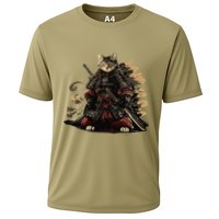 Samurai Cat Japanese Graphic Art Anime Warrior Cat Lover Cooling Performance Crew T-Shirt