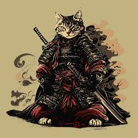 Samurai Cat Japanese Graphic Art Anime Warrior Cat Lover Cooling Performance Crew T-Shirt