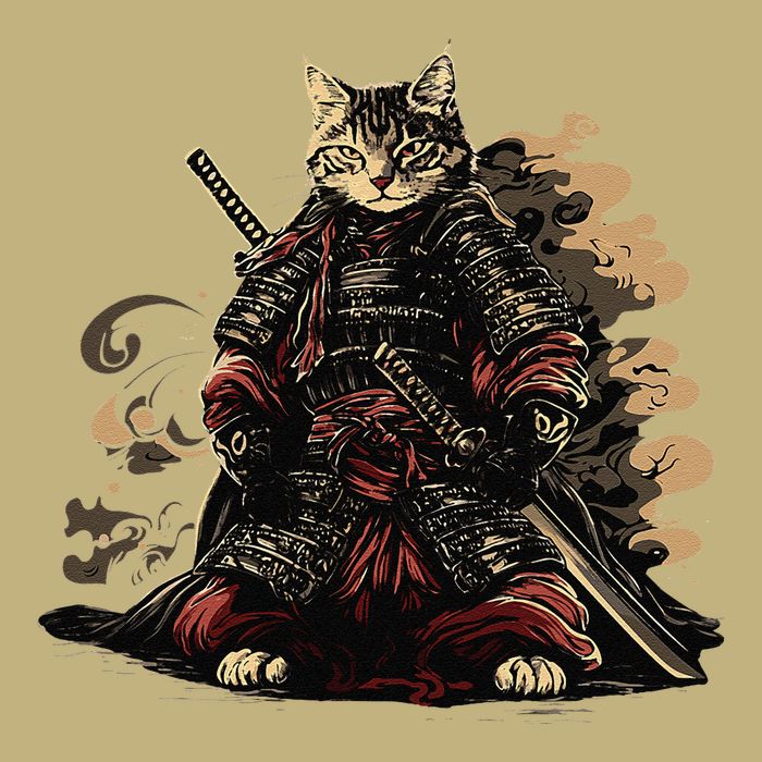 Samurai Cat Japanese Graphic Art Anime Warrior Cat Lover Cooling Performance Crew T-Shirt