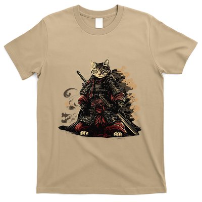 Samurai Cat Japanese Graphic Art Anime Warrior Cat Lover T-Shirt