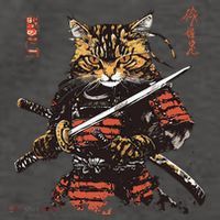 Samurai Cat Japanese Graphic Art Anime Warrior Cat Lover Vector Backpack