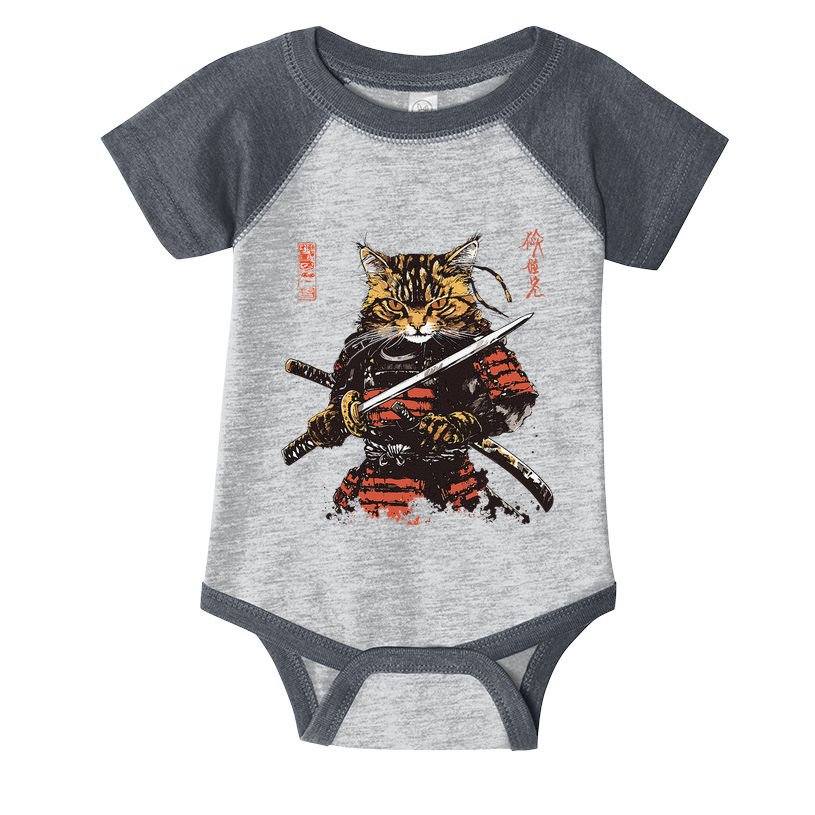 Samurai Cat Japanese Graphic Art Anime Warrior Cat Lover Infant Baby Jersey Bodysuit