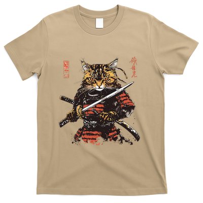 Samurai Cat Japanese Graphic Art Anime Warrior Cat Lover T-Shirt