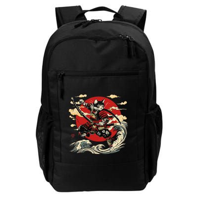 Samurai Cat Japanese Graphic Art Anime Warrior Cat Lover Backpack