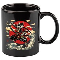 Samurai Cat Japanese Graphic Art Anime Warrior Cat Lover 11oz C Handle Ceramic Mug