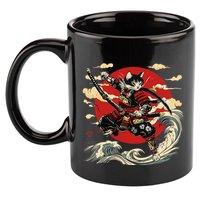 Samurai Cat Japanese Graphic Art Anime Warrior Cat Lover 11oz C Handle Ceramic Mug