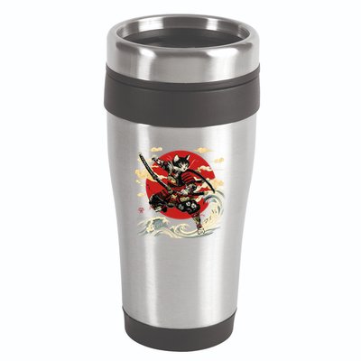 Samurai Cat Japanese Graphic Art Anime Warrior Cat Lover 16oz Travel Tumbler