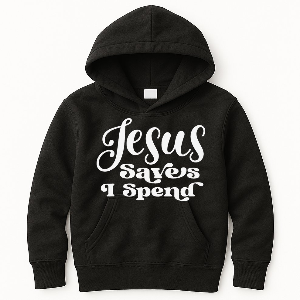 Sassy Christian Jesus Saying - Jesus Saves I Spend Kids Hoodie