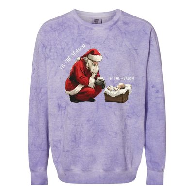 Santa Christmas Jesus Is The Reason For The Season Colorblast Crewneck Sweatshirt