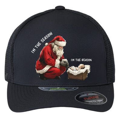 Santa Christmas Jesus Is The Reason For The Season Flexfit Unipanel Trucker Cap