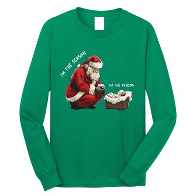 Santa Christmas Jesus Is The Reason For The Season Long Sleeve Shirt