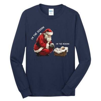 Santa Christmas Jesus Is The Reason For The Season Tall Long Sleeve T-Shirt