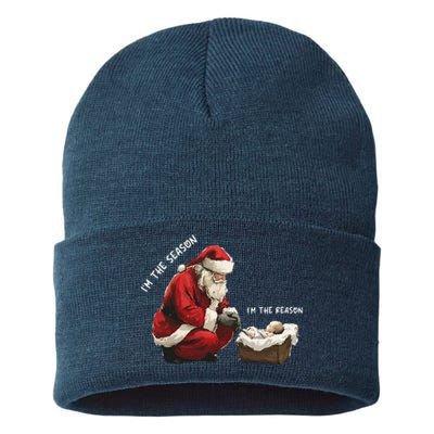 Santa Christmas Jesus Is The Reason For The Season Sustainable Knit Beanie