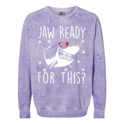 Shark Christmas Jaw Ready For This Snowflakes Sunglasses Gift Colorblast Crewneck Sweatshirt