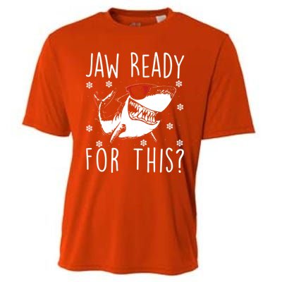 Shark Christmas Jaw Ready For This Snowflakes Sunglasses Gift Cooling Performance Crew T-Shirt