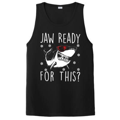 Shark Christmas Jaw Ready For This Snowflakes Sunglasses Gift PosiCharge Competitor Tank