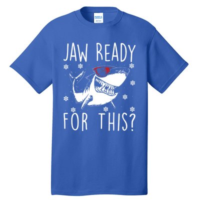 Shark Christmas Jaw Ready For This Snowflakes Sunglasses Gift Tall T-Shirt