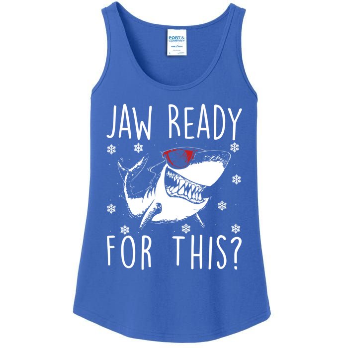 Shark Christmas Jaw Ready For This Snowflakes Sunglasses Gift Ladies Essential Tank