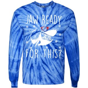 Shark Christmas Jaw Ready For This Snowflakes Sunglasses Gift Tie-Dye Long Sleeve Shirt