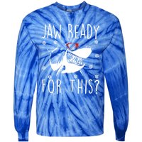 Shark Christmas Jaw Ready For This Snowflakes Sunglasses Gift Tie-Dye Long Sleeve Shirt