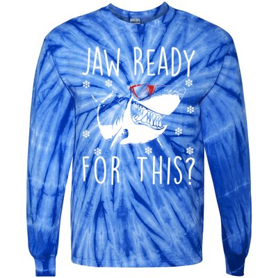 Shark Christmas Jaw Ready For This Snowflakes Sunglasses Gift Tie-Dye Long Sleeve Shirt