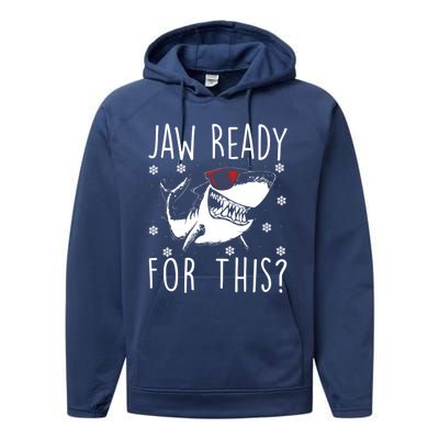 Shark Christmas Jaw Ready For This Snowflakes Sunglasses Gift Performance Fleece Hoodie