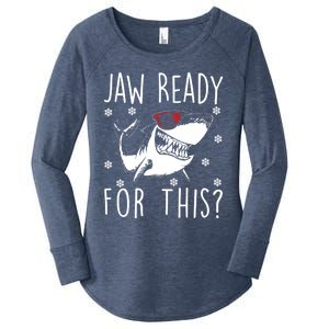 Shark Christmas Jaw Ready For This Snowflakes Sunglasses Gift Women's Perfect Tri Tunic Long Sleeve Shirt