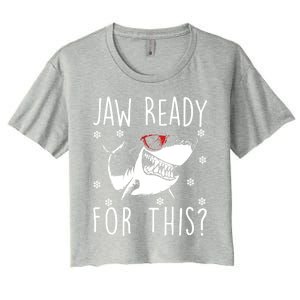 Shark Christmas Jaw Ready For This Snowflakes Sunglasses Gift Women's Crop Top Tee