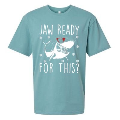 Shark Christmas Jaw Ready For This Snowflakes Sunglasses Gift Sueded Cloud Jersey T-Shirt