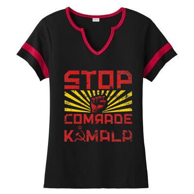 Stop Comrade Kamala Marxist Kamala Communist Kamala Trump Ladies Halftime Notch Neck Tee