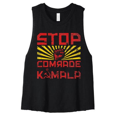 Stop Comrade Kamala Marxist Kamala Communist Kamala Trump Women's Racerback Cropped Tank