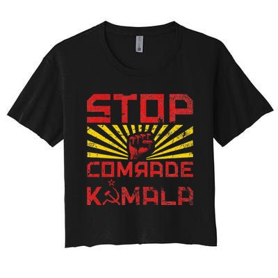 Stop Comrade Kamala Marxist Kamala Communist Kamala Trump Women's Crop Top Tee