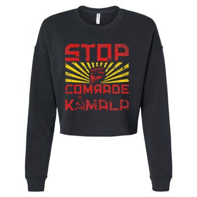 Stop Comrade Kamala Marxist Kamala Communist Kamala Trump Cropped Pullover Crew