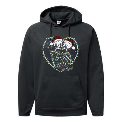 Spooky Christmas Kiss Dark Humor Horror Lights Performance Fleece Hoodie