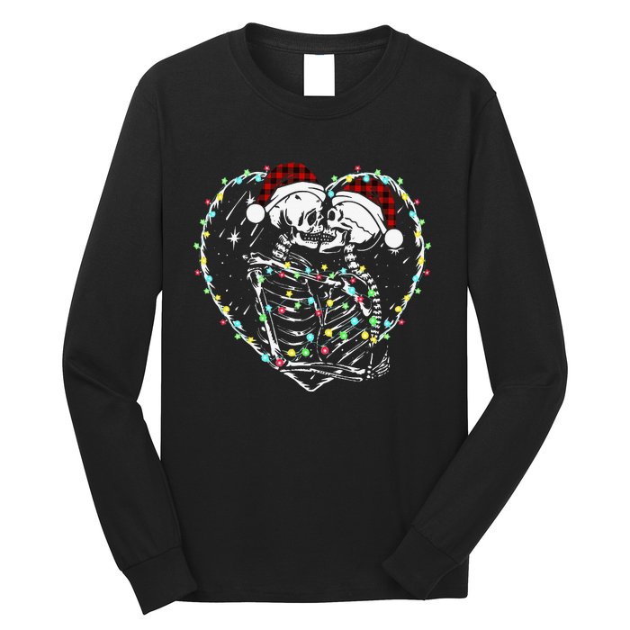 Spooky Christmas Kiss Dark Humor Horror Lights Long Sleeve Shirt