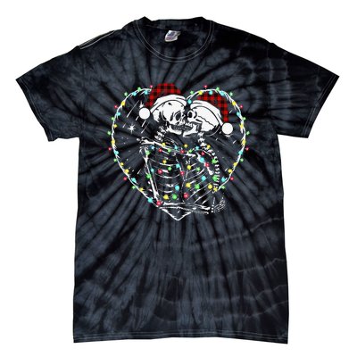 Spooky Christmas Kiss Dark Humor Horror Lights Tie-Dye T-Shirt