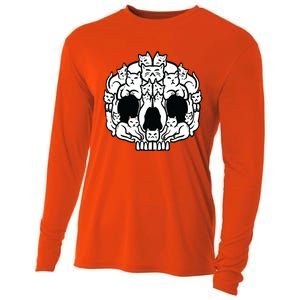 Skull Cats Kitten Kitty Skeleton Halloween Women Cooling Performance Long Sleeve Crew