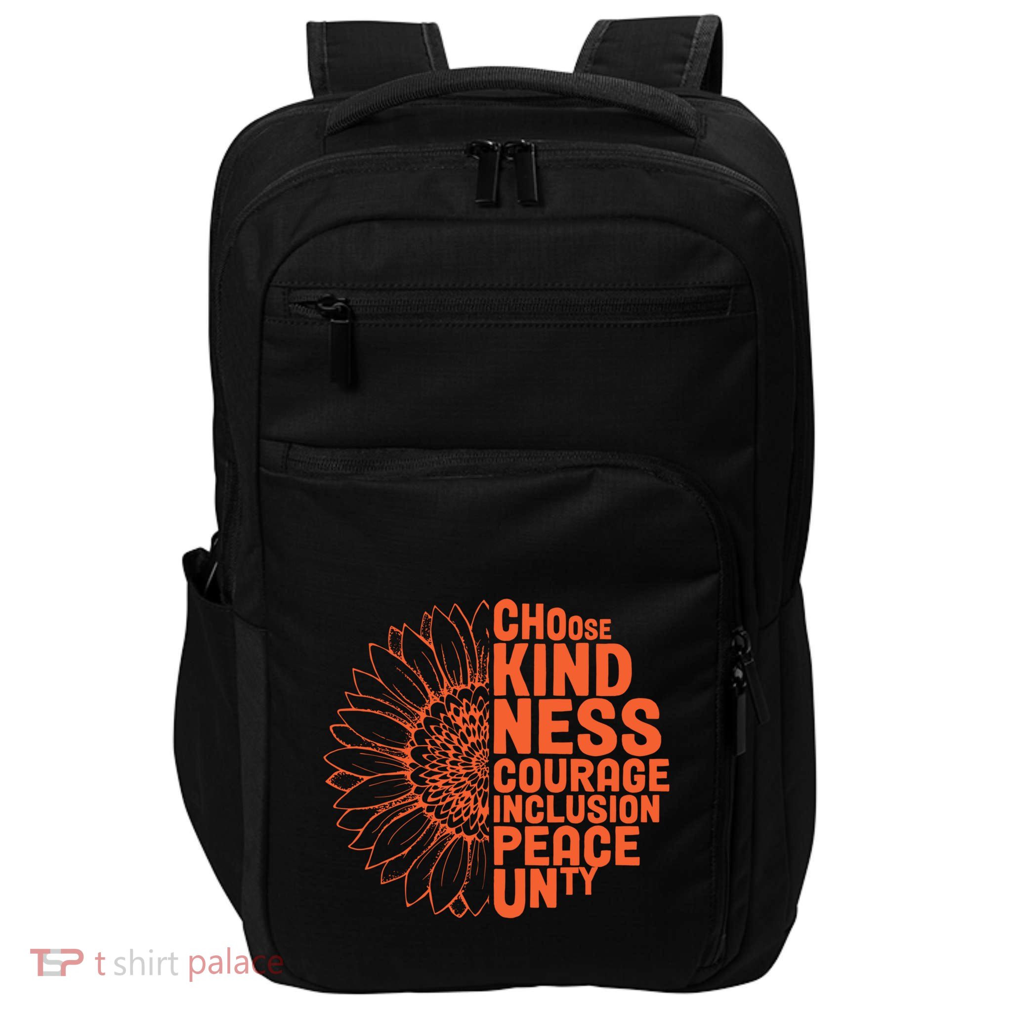 Sunflower Choose Kindness Courage Inclusion Peace Unity Day Gift Impact Tech Backpack