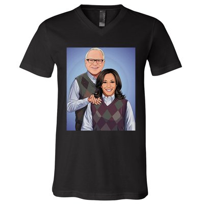 Step Candidates Kamala Harris And Tim Walz 2024 V-Neck T-Shirt