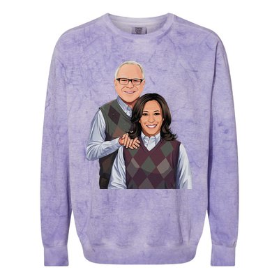 Step Candidates Kamala Harris And Tim Walz 2024 Colorblast Crewneck Sweatshirt