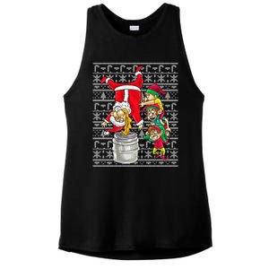 Santa Claus Keg Stand Beer Elves Ing Humor Christmas Gift Ladies PosiCharge Tri-Blend Wicking Tank