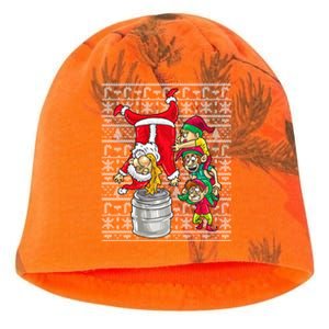 Santa Claus Keg Stand Beer Elves Ing Humor Christmas Gift Kati - Camo Knit Beanie