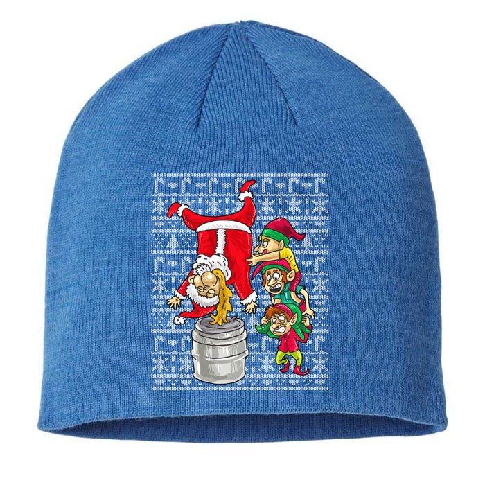 Santa Claus Keg Stand Beer Elves Ing Humor Christmas Gift Sustainable Beanie