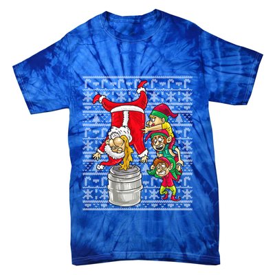 Santa Claus Keg Stand Beer Elves Ing Humor Christmas Gift Tie-Dye T-Shirt