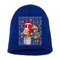 Santa Claus Keg Stand Beer Elves Ing Humor Christmas Gift Short Acrylic Beanie