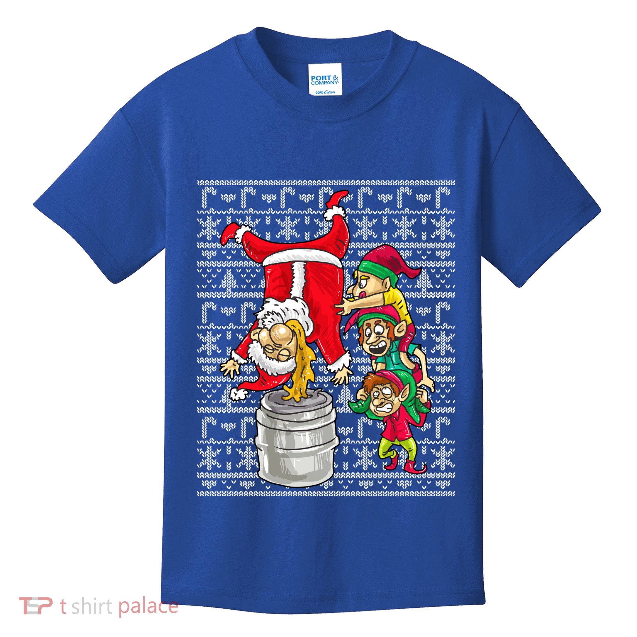 Santa Claus Keg Stand Beer Elves Ing Humor Christmas Gift Kids T-Shirt